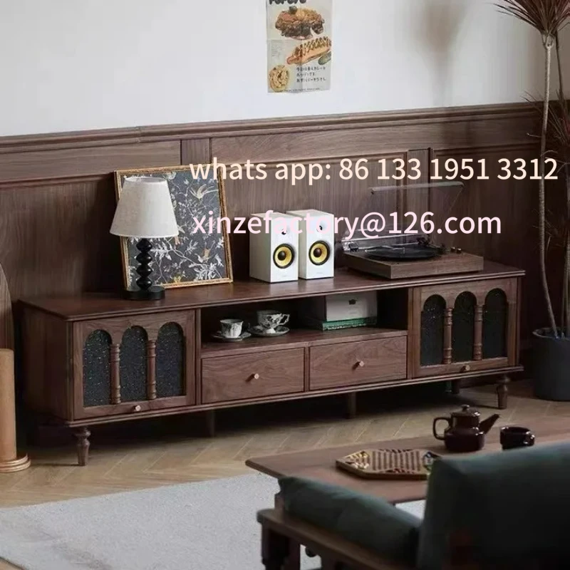 

Customizable Black Walnut French Vintage Living Room Home TV Cabinet