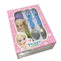 Set di stoviglie Disney Cartoon Frozen 2 Spiderman Cars Fork Spoon Water Water Cup 3 pezzi Suit Boutique per bambini con confezione regalo