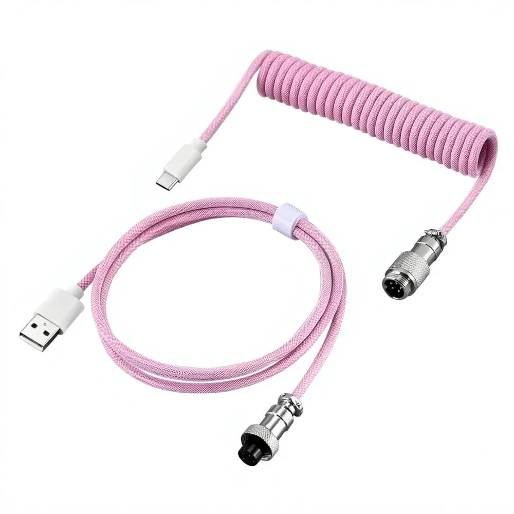 Gaming Keyboard Coiled Aviator Cable Type C Data Cord Custom Desktop Decor Flexible USB Connectivity Accessories