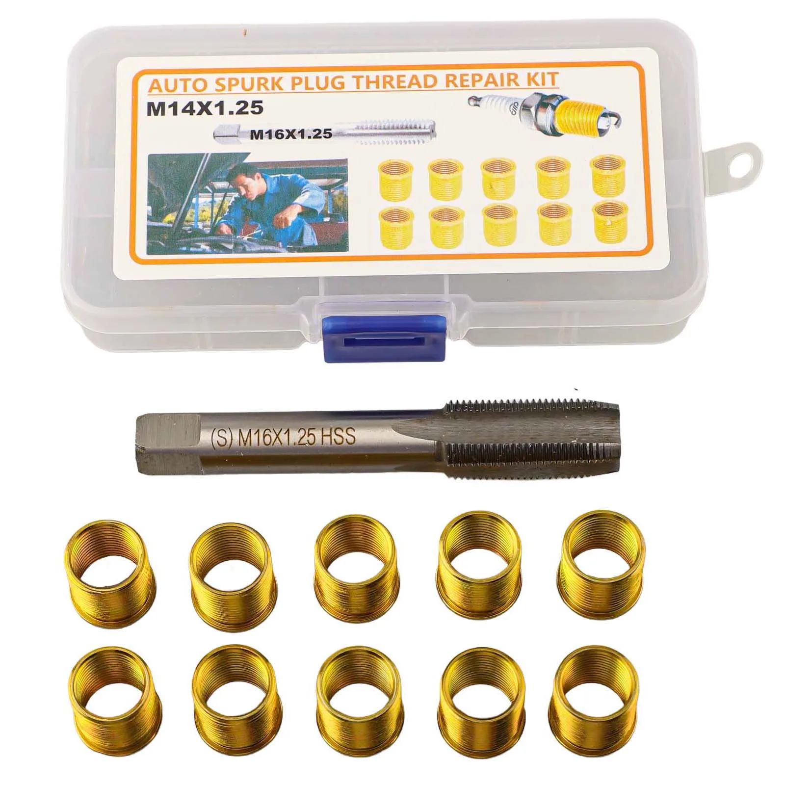 11pcs Thread Hole Repair Kit for M14x1 25 Inserts and For M16x1 25 Tap Essential Tools for Spark Thread Repair