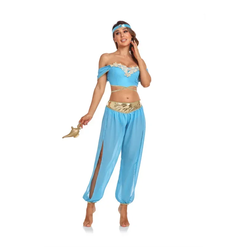 New Aladin and The Magic Lamp Princess Jasmine Cosplay Costume Adult Carnival Party Fancy Dress Up Halloween Costumes