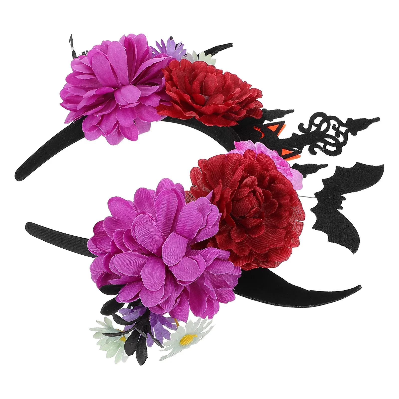 قرون عقال الهالوين مع تصميم زهرة الخفافيش للحفلات التنكرية، إكسسوار أزياء للنساء والفتيات
