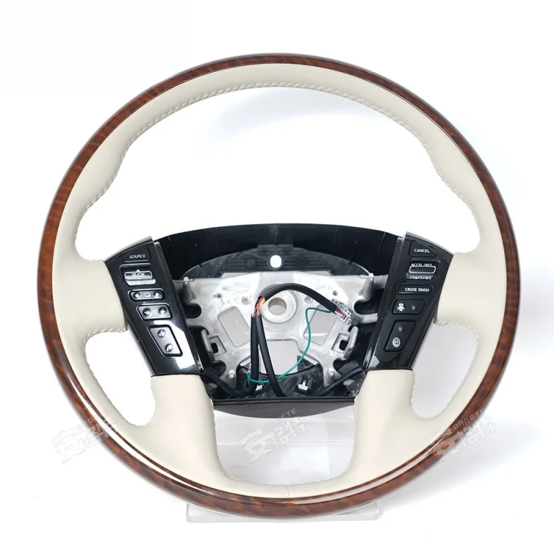 For Nissan Patrol Y62 Infiniti QX56/QX80 wood grain beige high-end car steering wheel modification