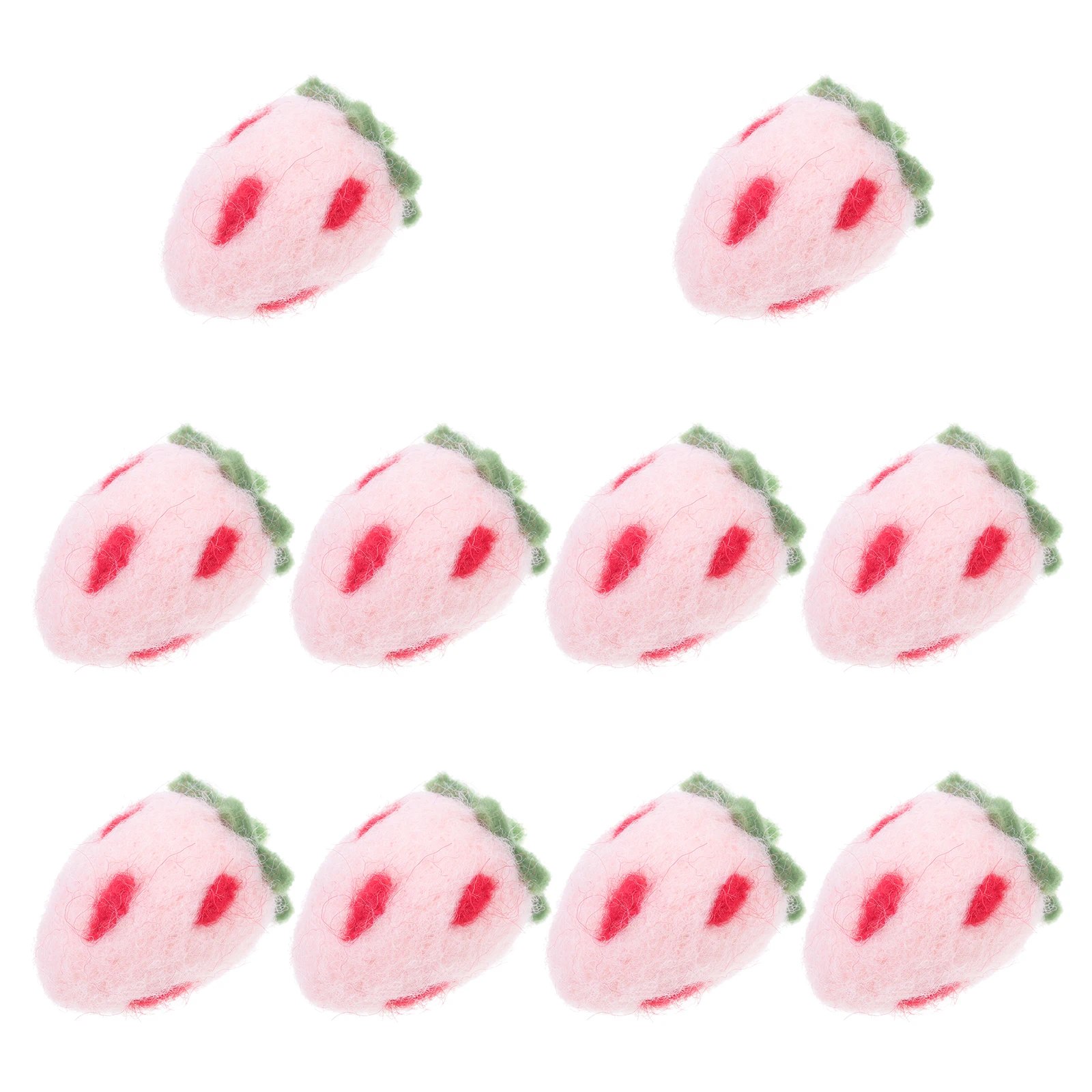 

10 Pcs Wool Felting Crafts Pink Strawberries Shape H Made DIY Felt naments Home Decor Cartoon Room Accessories Kids Party