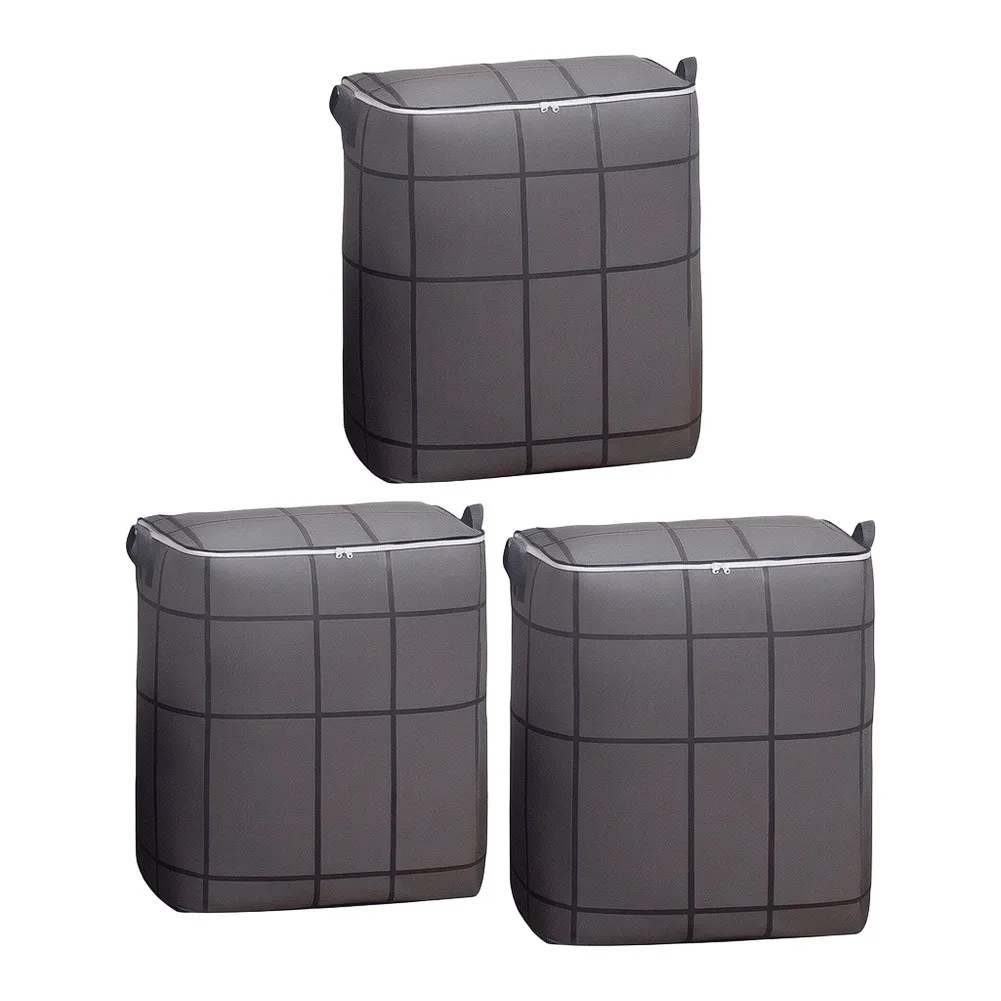 140L Spacious Organizer Bags for Clothes Bedding and Home Storage Featuring Fabric Construction and Stylish Grid Pattern