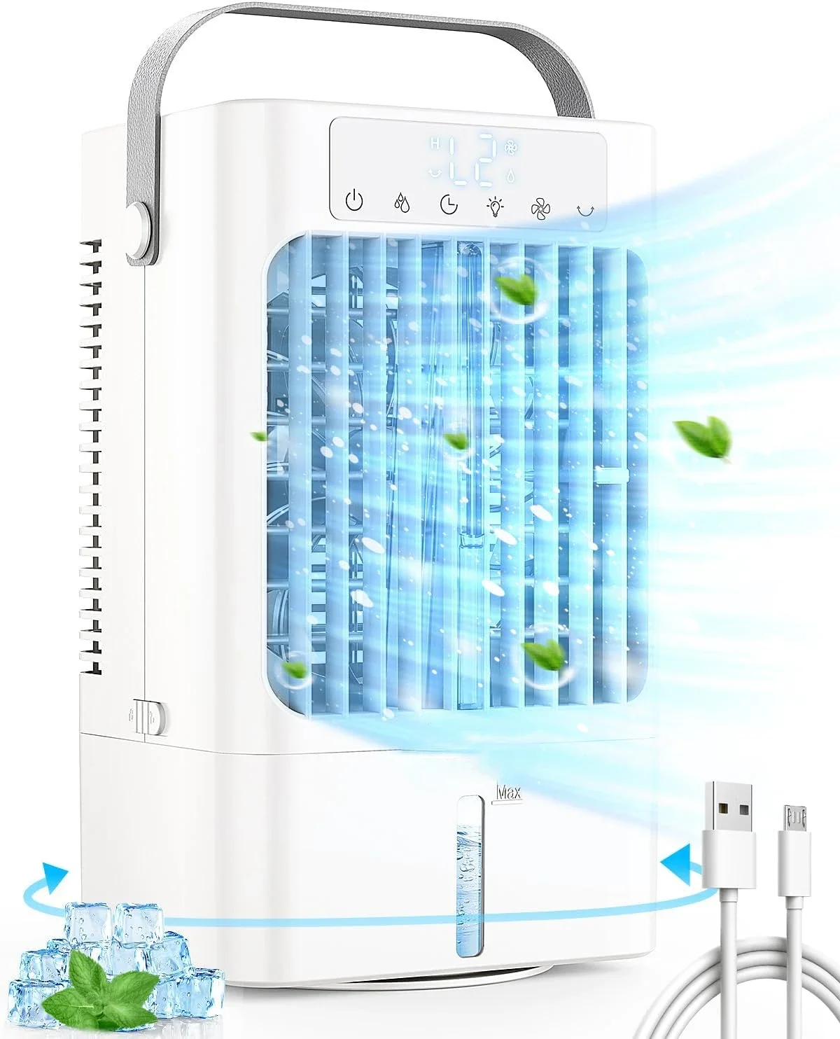 

Compact 4 IN 1 Portable Air Conditioner AC with 900ML Capacity, Evaporative Technology, 90° Rotation, 3 Wind Speeds & 2 Cooling