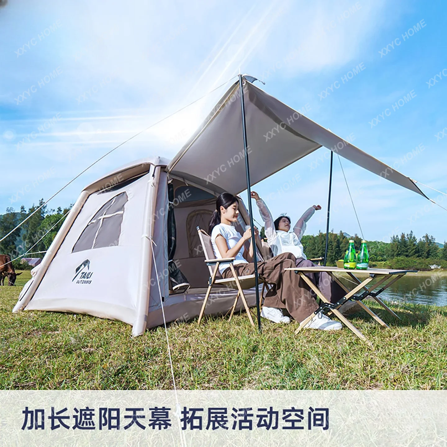 XX Outdoor Inflatable Tent Outdoor Camping Gear Full Portable Tent Camping Overnight Thickened Oxford Cloth Tent
