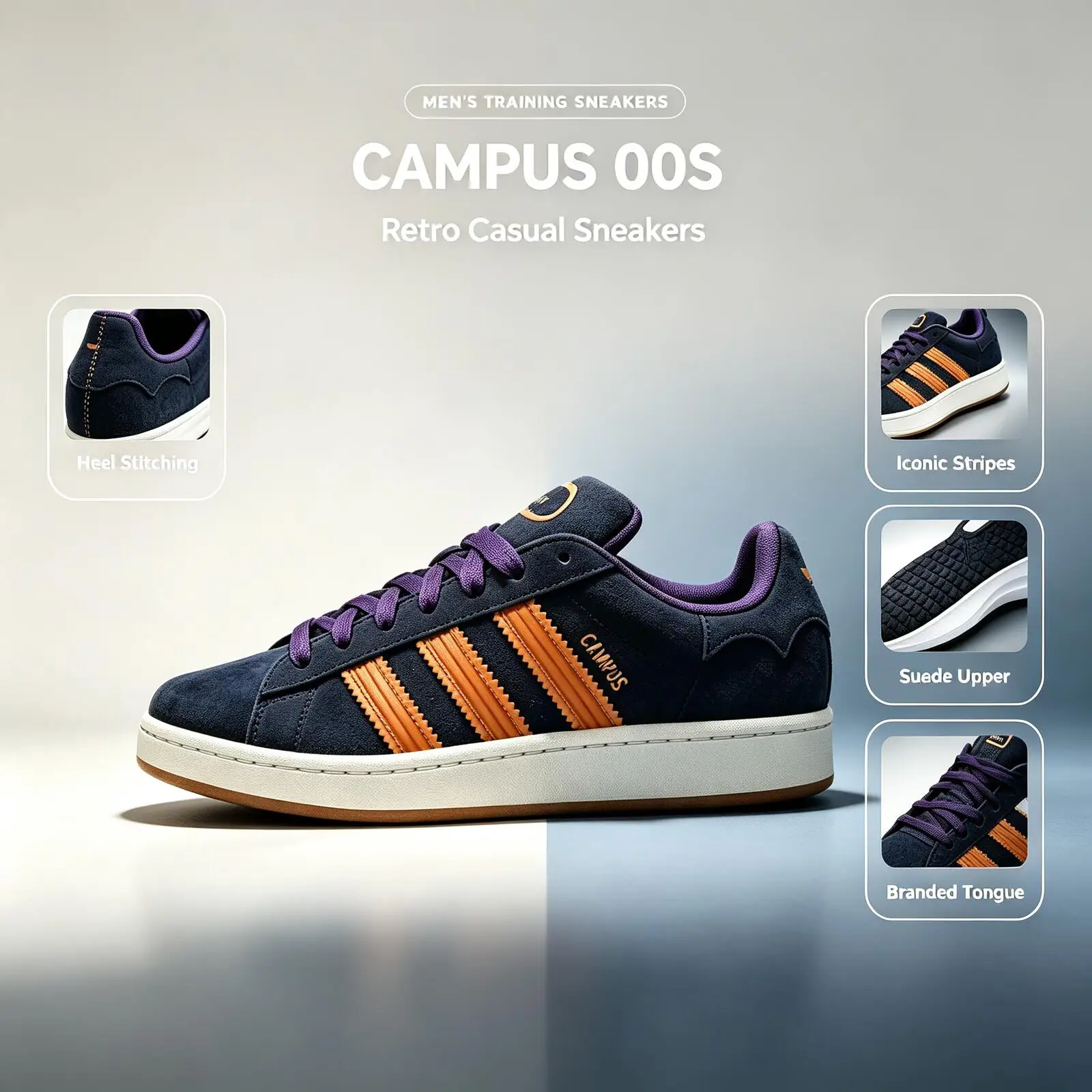 Originals Adidas CAMPUS 00S JQ6708 Skateboard Shoes Unisex Black Classic Suede Leather Skateboarding Sneakers
