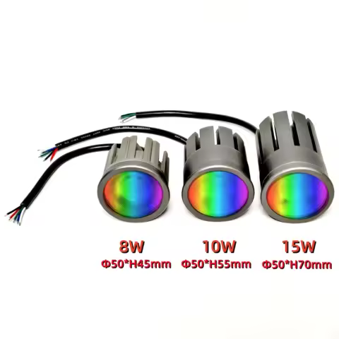 8-15W DC12V/24V 30 Degree 5 Wires PWM RGBW(3000K) no IC LED Spotlight D50mm Indoor Use