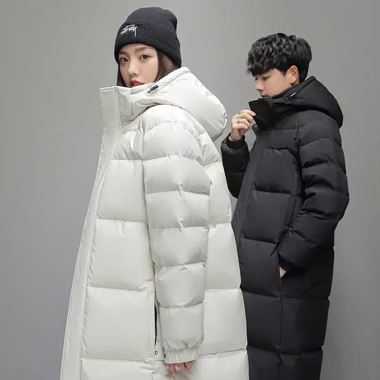 Neue Winter Männer Schwarz Lange Puff Jacken Unisex Mit Kapuze Casual Ente Unten Mäntel Qualität Paare Outdoor Winddicht Warme Parkas 3XL