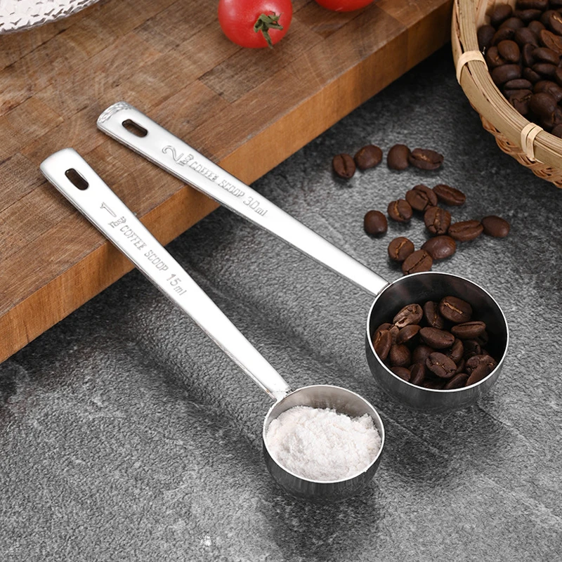 15/30ml Stainless Steel Coffee Scoop Measuring Spoon Milk Coffee Bean Spoon Long Handle Coffee Spoons Baking Coffeeware Tools