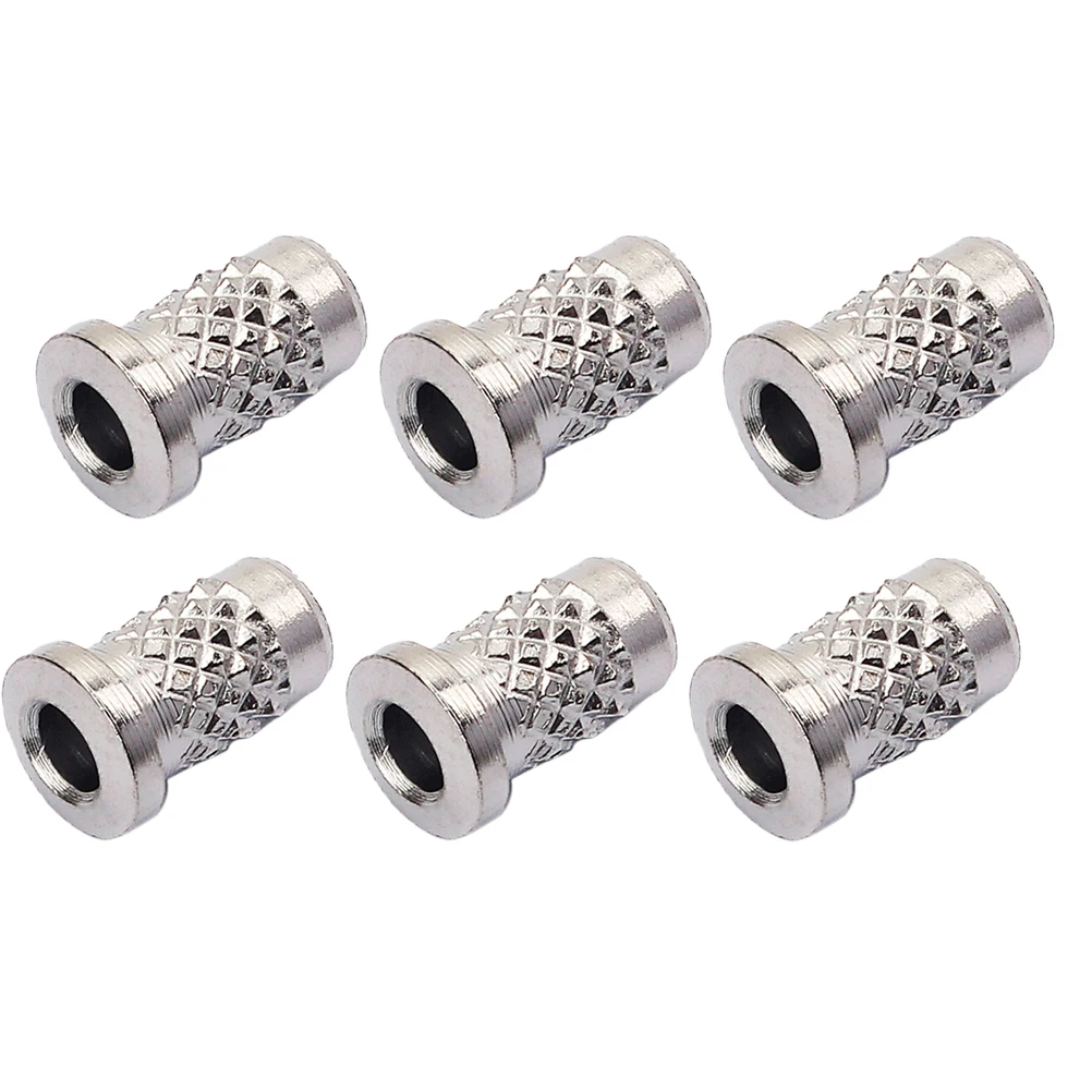 

6pcs External Thread Guitar String Caps Through Body Ferrules Bushings Silver Ge26 For Electric Bass Guitar Repair Replacement