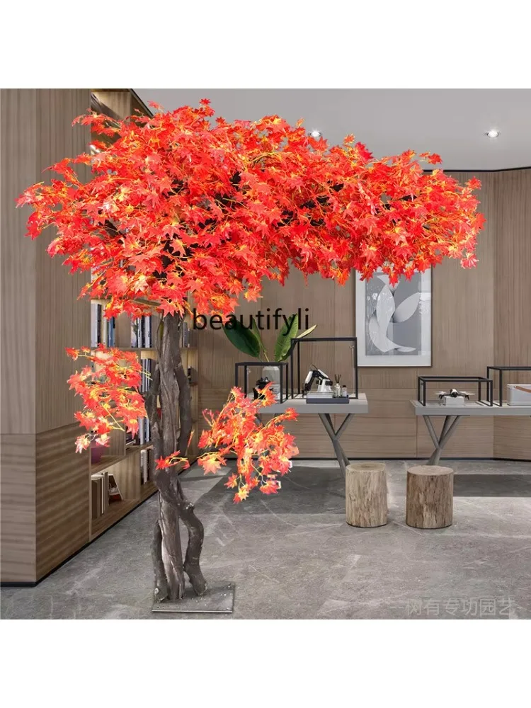 new style Simulation Red Maple Simulation Banyan Tree Large Plant Living Room Dead Tree Decorative Tree