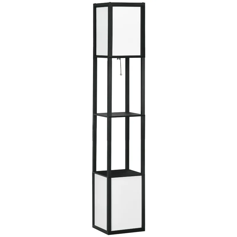 

Напольный светильник HOMCOM Modern Shelf с двойной подсветкой, для гостиной, спальни, 10.25"x10.25"x61.5", черный