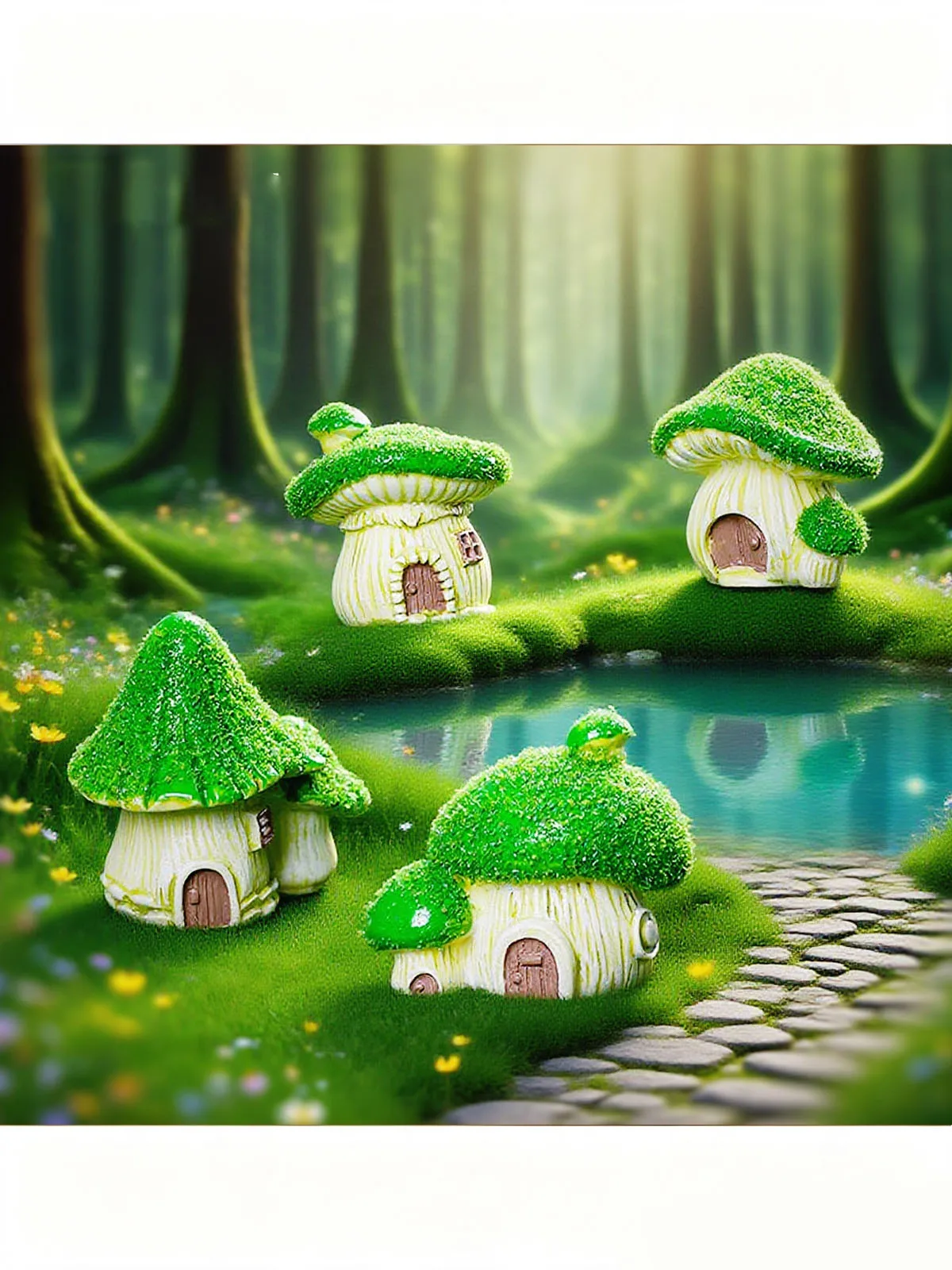 Creative simulation mushroom house resin small ornament cute DIY fish tank landscape decoration desktop ornament