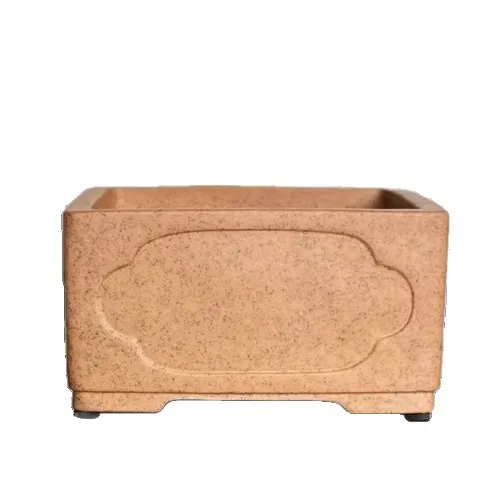 

Purple sand flower pot, handmade boutique, straight mouth, square, tabletop, potted plant