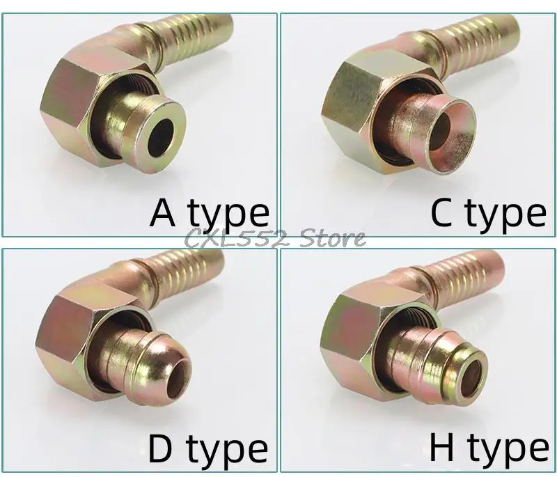 1Pc ACDH Type 12/14/16/18/20/22/24/27x1.5 Thread Hydraulic Cone 6 8 10 13 16 19mm Hose End Right Angle Oil Piping Connectors