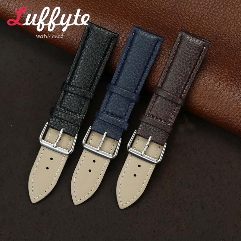 أحمر أسود أخضر أزرق وردي أبيض سوار معصم من الجلد 12 مللي متر 16 مللي متر 18 مللي متر 20 مللي متر 22 مللي متر استبدال سوار عادية النساء الرجال حزام المعصم