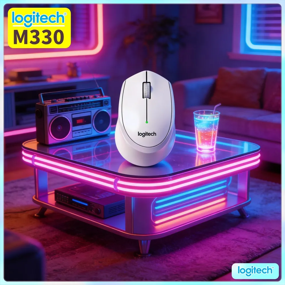 Logitech M330 Wireless Silent Mouse Ergonomic Grip 2.4Ghz Optical Tracking 10M Range Sleek For Mac Windows Chromebook Desktop