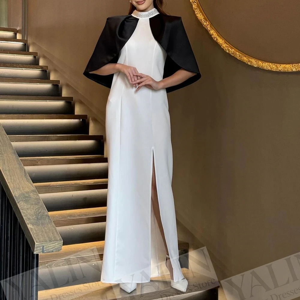 

Women's A-line Evening Dresses Ankle-length High-neck Sleeveless Prom Dresses Fashion Beading Stole Draped Customized Gowns