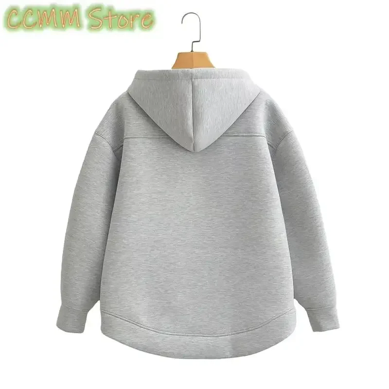 Winter New Women's Zipper Hoodie High Street Unisex style Double Pockets Oversize Loose Sweatshirts Outerwear Top