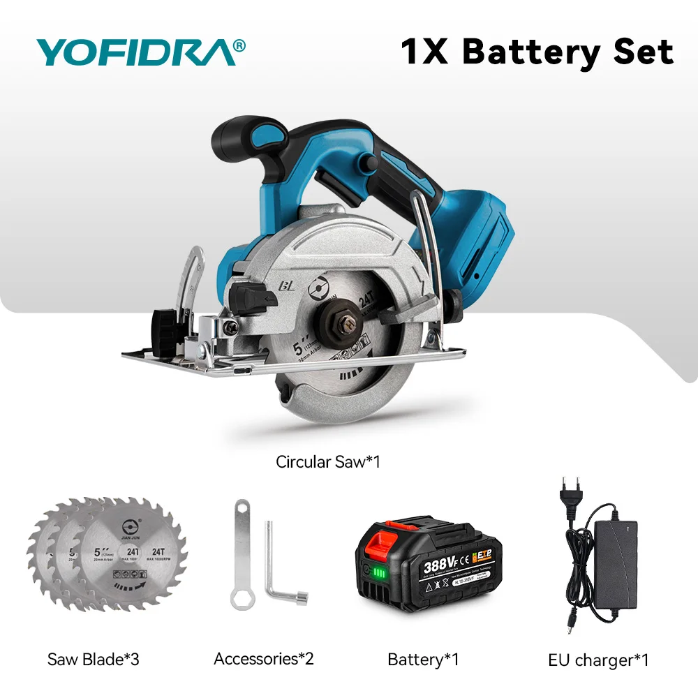 5 inch 125 mm borstelloze draadloze efficiënte elektrische cirkelzaag 0 °   tot 45e °   Verstelbare houtsnijden voor Makita 18V batterijpin