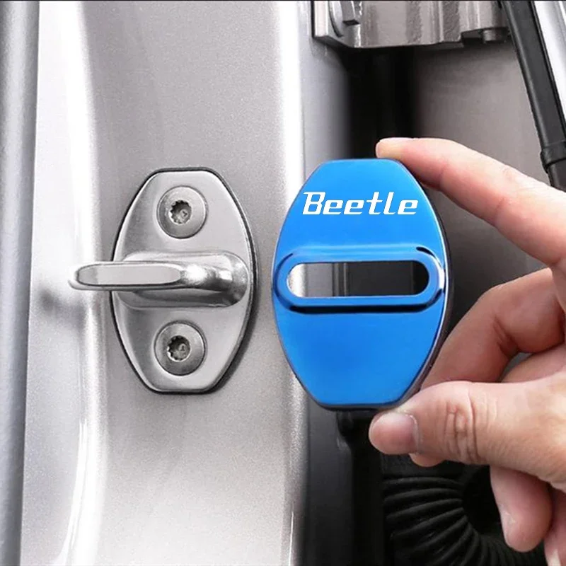 4Pcs Car Styling Door Lock Protective Cover Stickers for Volkswagen VW Beetle Emblem Anti-rust Covers Buckle Case Accessories - view 3