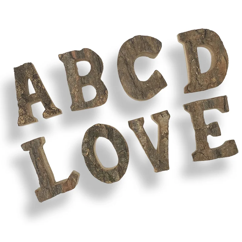 

Choose any 4 Wooden Letters Home Decor Alphabet Number DIY Bar Party Decoration Vintage Natural Accessories