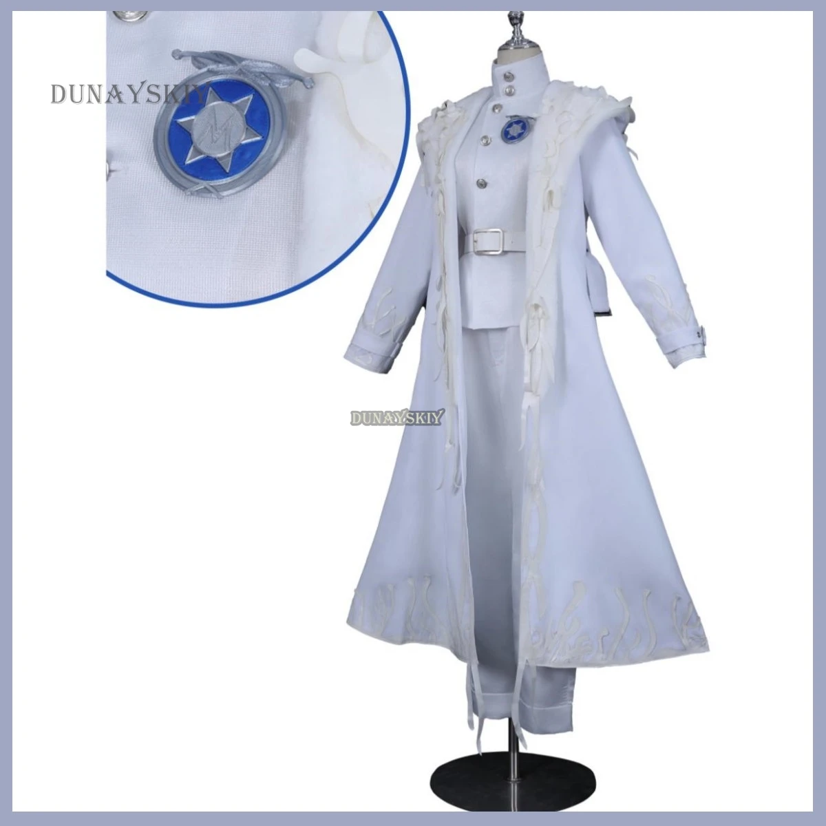Anime Game Identity Ⅴ Frederick Kreiburg Cosplay Costume Composer Pioneerr Research Wig Trench Coat Uniform Man Carnival Suit