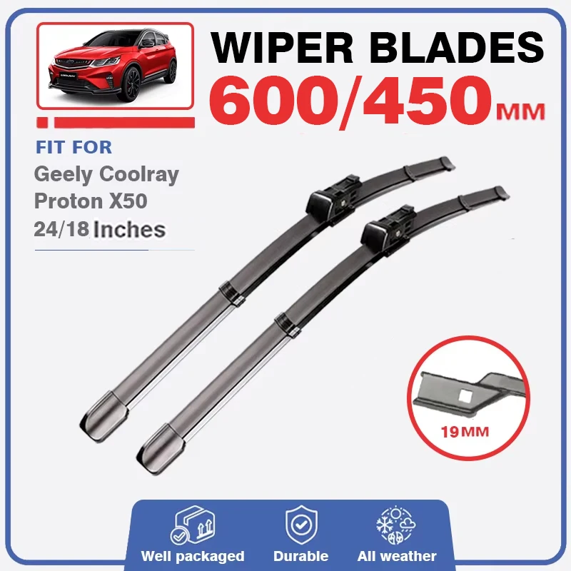 Front Rear Wiper Blades Set For Geely Coolray Proton X50 2018 2019 2020 2021 2022 2023 Windscreen Windshield Back Window Washer