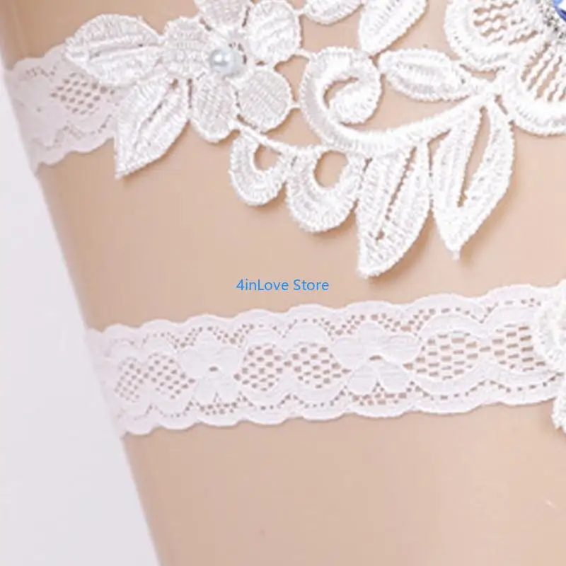 T4MD Flexible Spitzenbeinband mit Kristalldekorationen für Brauts besonderes Event -Outfit