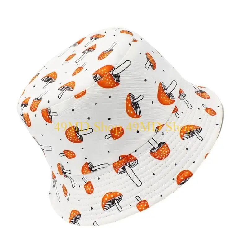 

49MD Casual Wear Caps Sports Hat Sunshade Fisherman Hat Fashion Bucket Hat Mushroom Print for Travel Fitness Workout
