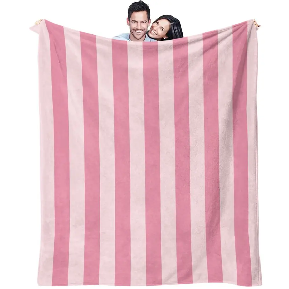 Pink Vertical Stripe Print Blanket Flannel Blanket Throw Blanket Warm Blanket Gift Blanket Sweet Girls Soft Bed Wrap
