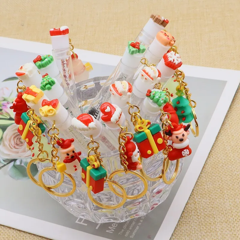 10 pçs bonito rímel varinha chaveiro lash escovas tubos presente de natal carretéis dos desenhos animados limpeza descartável escova de cílios varinhas