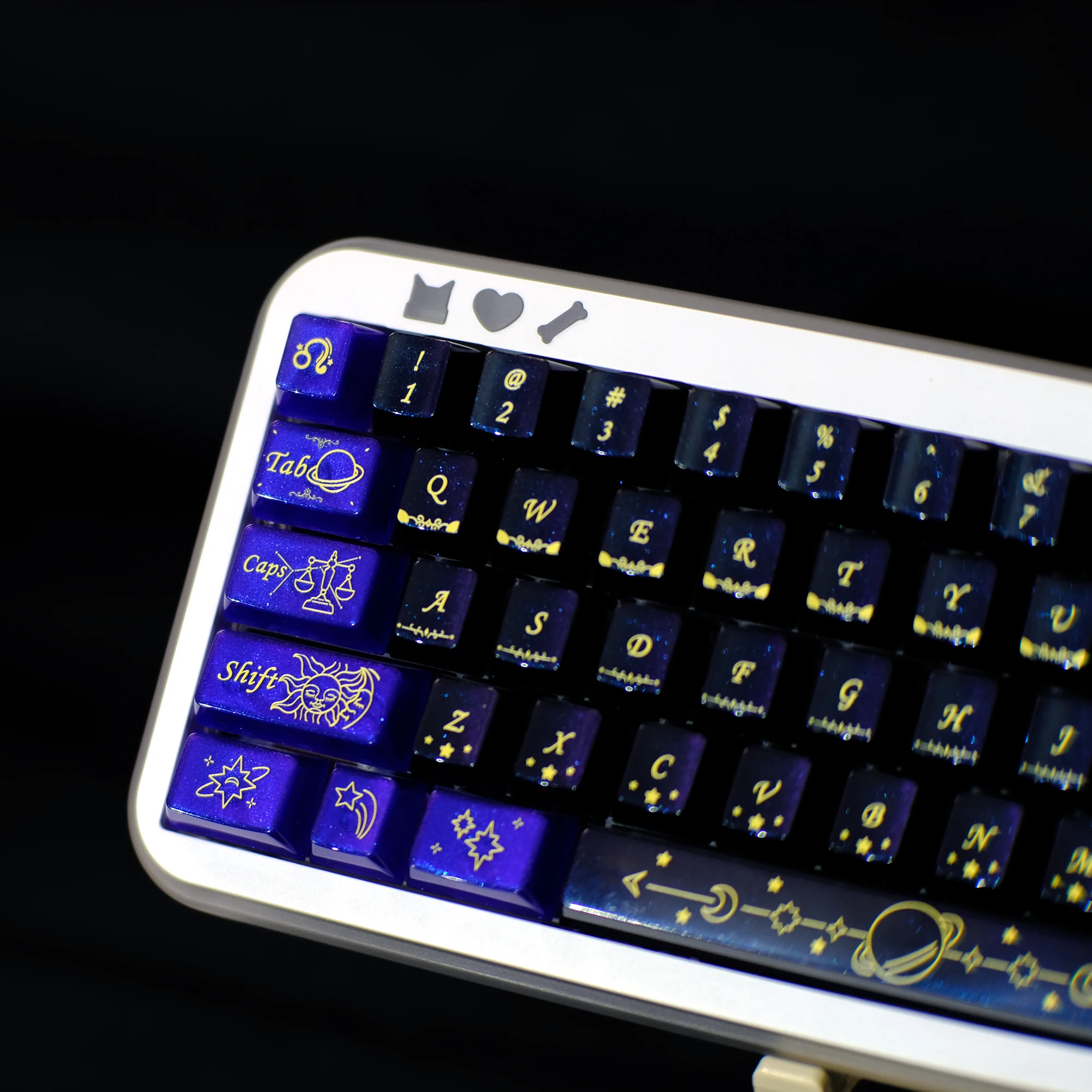 KBDiy 140 Keys Sparkling Stars Keycaps For Mechanical Keyboard Cherry Profile Glowing Glitter Powder Keys Caps for MX Switches