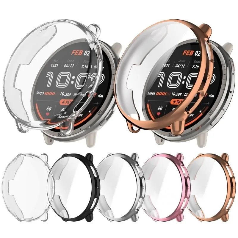 

For Amazfit Active2 Active 2 TPU Plating case Protective Screen Protector Cover bumper Full cover Anti-Scratch