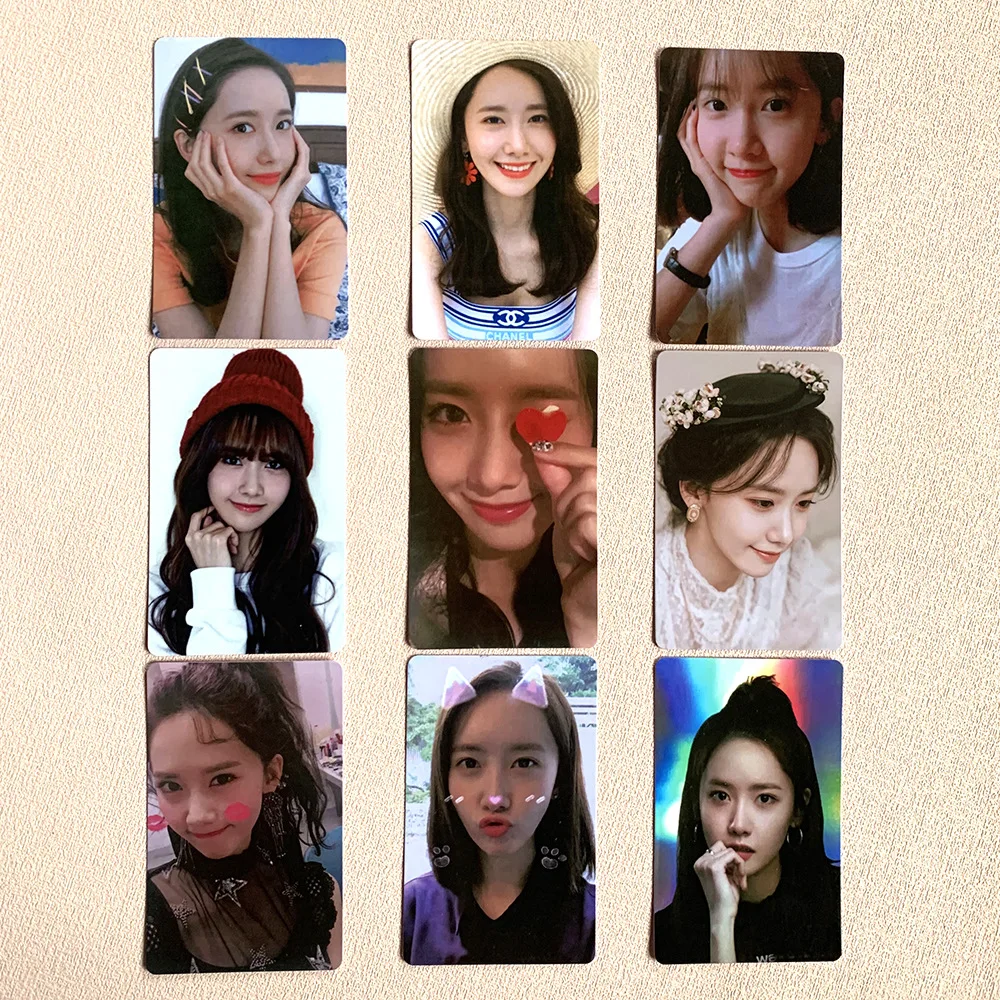 

Kpop Idols Yoona Personal Photocards 9pcs/Set Double Sides Printing Retro Korean Style Coated LOMO Card Fans Collection Gift