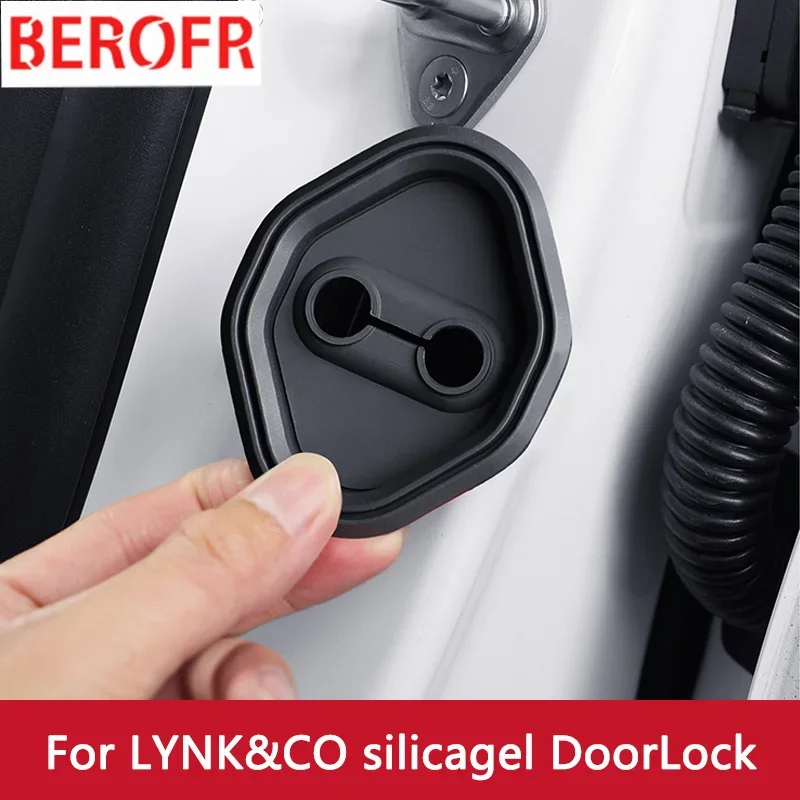 4pcs Absorber Silicone Car Door Lock Buckle Anti-collision Protective Cover For LYNK&CO 01 PHEV lynk 02 03 06 08 09 Accessories