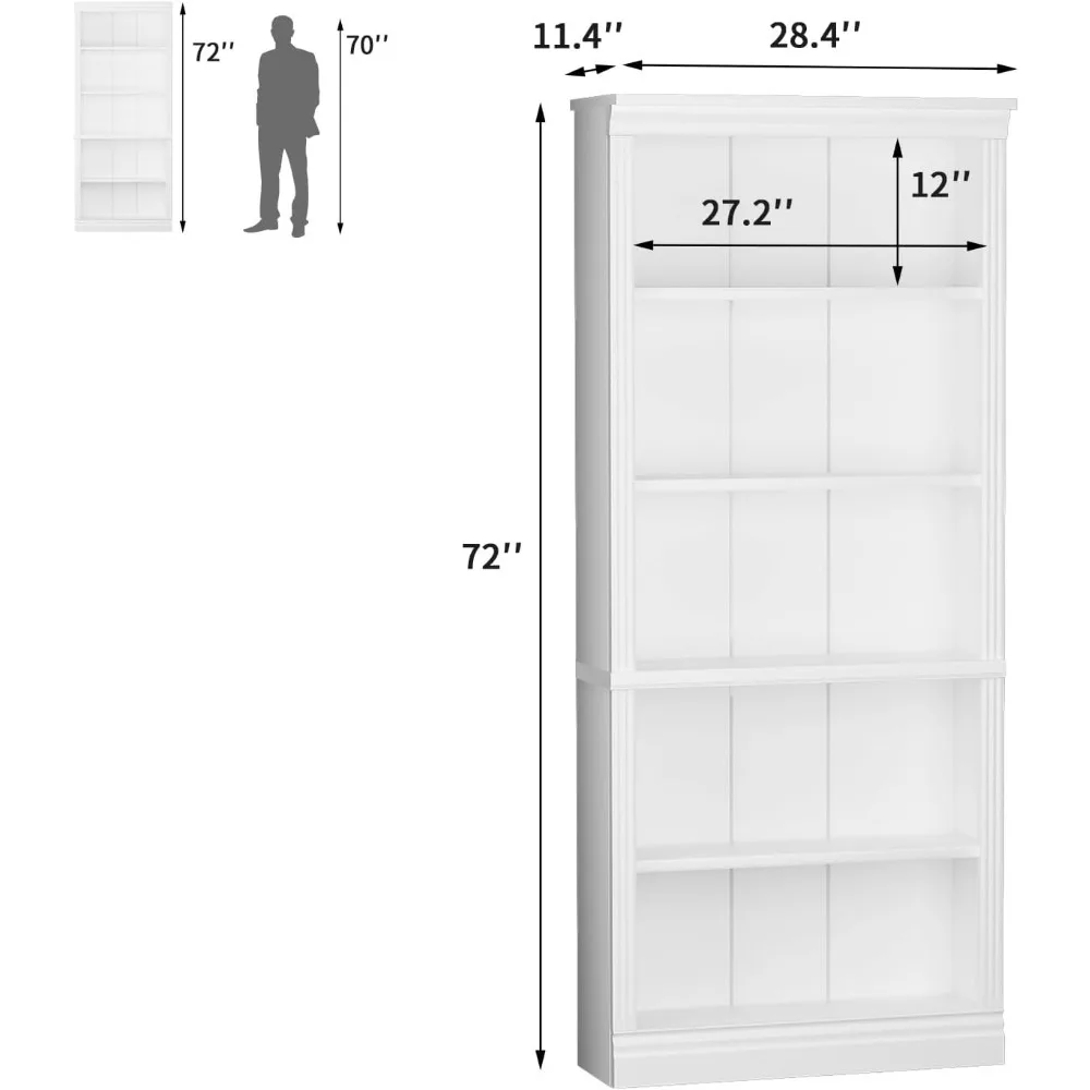 Exclusive Bookcase Bookshelves, 5-Shelf Tall Bookcase 71 Wood Open Display Floor Bookshelf, Large Storage Organizer for Library,