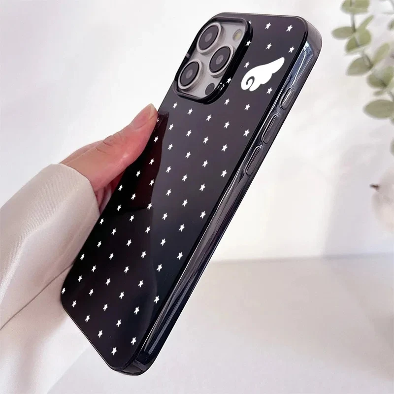 Korean Ins Full Scren Stars Angel Wings Phone Case For iPhone 17 AIR 16 15 14 13 12 11 Pro MAX MINI XR XSMAX 7 8 Plus Y2K Cover view 6