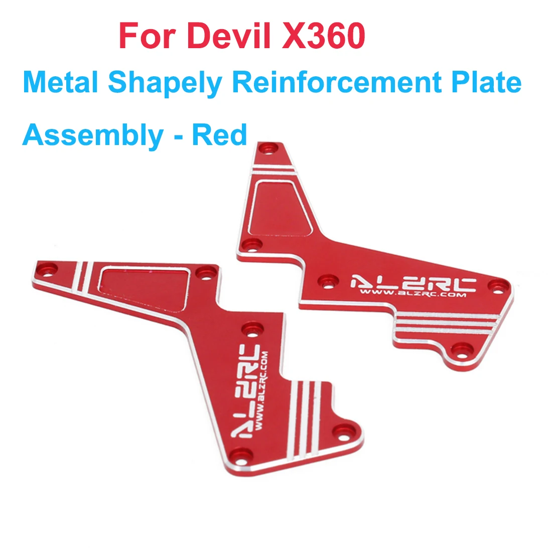 ALZRC - Devil X360 Metal Bell Crank Lever + ALZRC - Devil X360 Metal Shapely Reinforcement Plate Assembly - Red