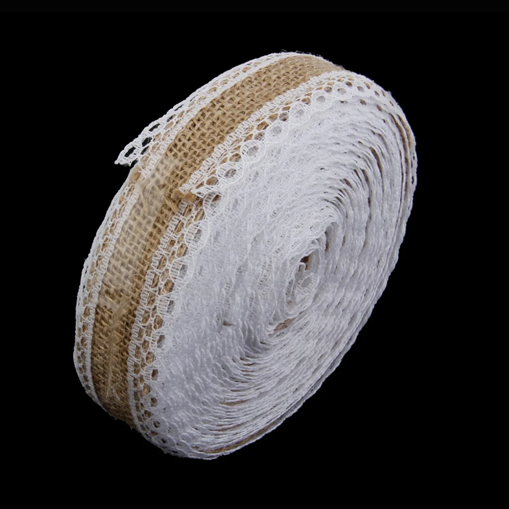 

10M Hessian 3.5Cm Brown White Lace Trim For Diy Wedding Home Decoration Jute Lace Ribbon Crafts Diy Ribbon Decor