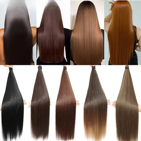 28Inches 3PCS 300G Straight Crochet Braids Straight Hair Bundles Ombre Blond White 60# Light Brown 12# M812# Braiding