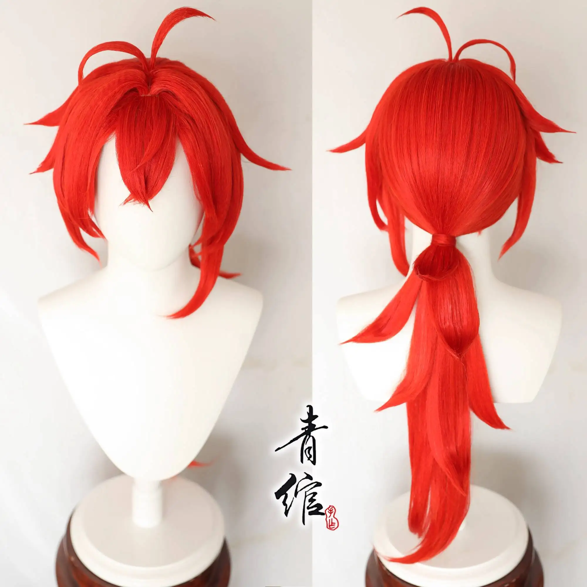 Genshin Impact Cos peluca Diluc Thoma bigotes de maíz modelado cubierta de peluca Cosplay