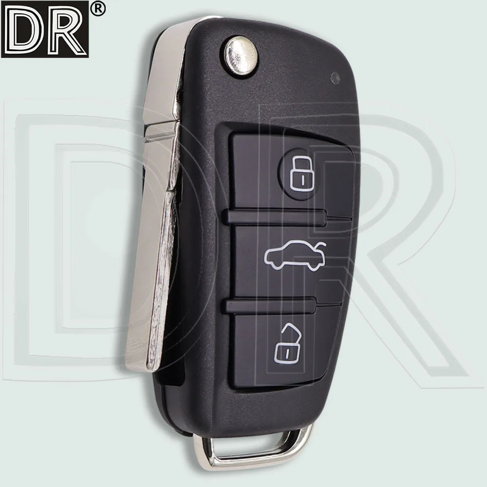 DR 3Button Replacement Flip HU66 Blade Car Key Shell Case Fob Houisng Case For Audi A2 A3 A4 A4L A5 A6 A6L A8 Q7 S5 TT RS