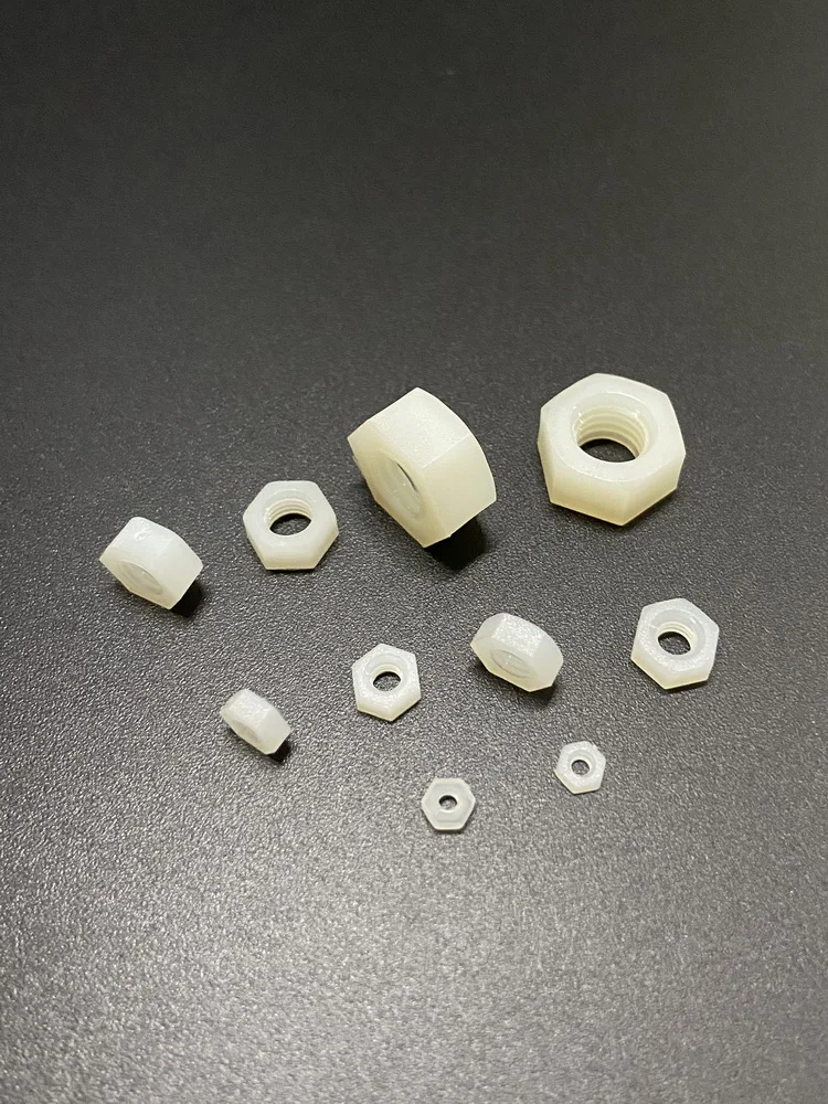 

M2 M2.5 M3 M4 M5 M6 M8 M10 M12 Mechanical Thread Corrosion Resistant Screw Cap Hexagonal Plastic Nut Nylon 66 Natural Color