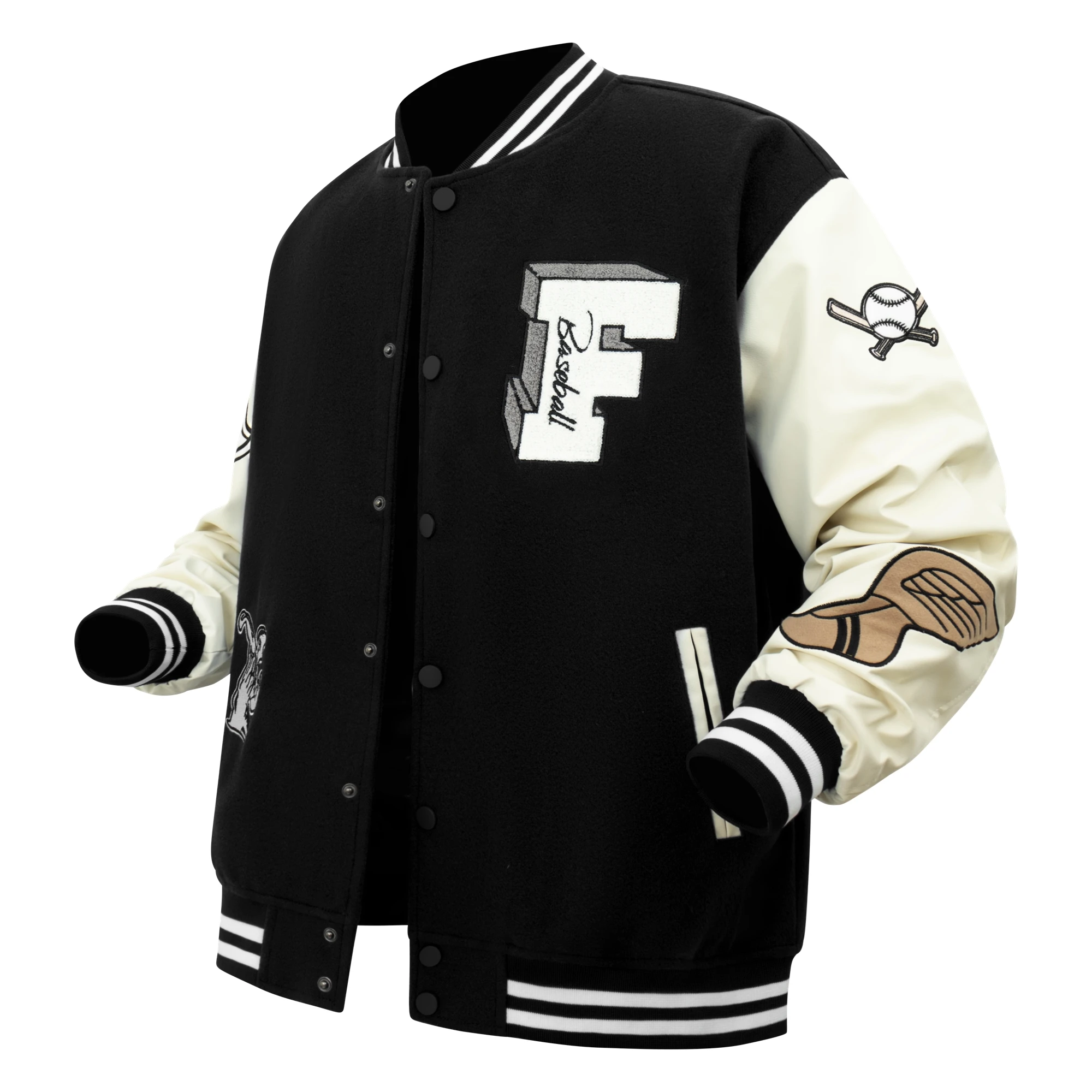 

Mens Vintage Leather Patchwork Jacket Embroidery Motorcycle Coats Varsity Baseball Bomber Jackets Fall&Winter Loose Outerwear