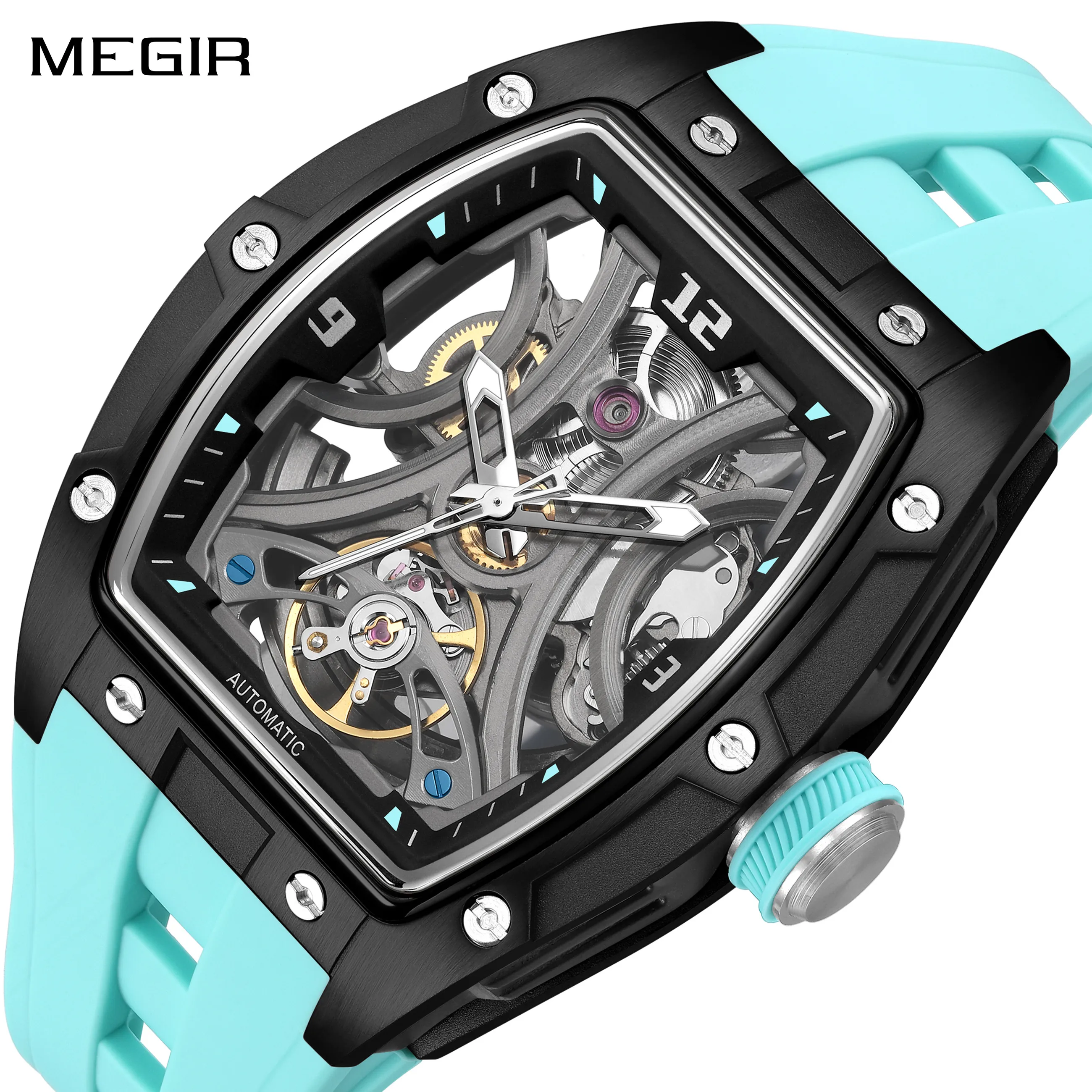 

MEGIR Fashion Mechanical Watches for Man Stainless Steel Hollow Out Automatic Movement Men Wristwatch Clock Waterproof 2245