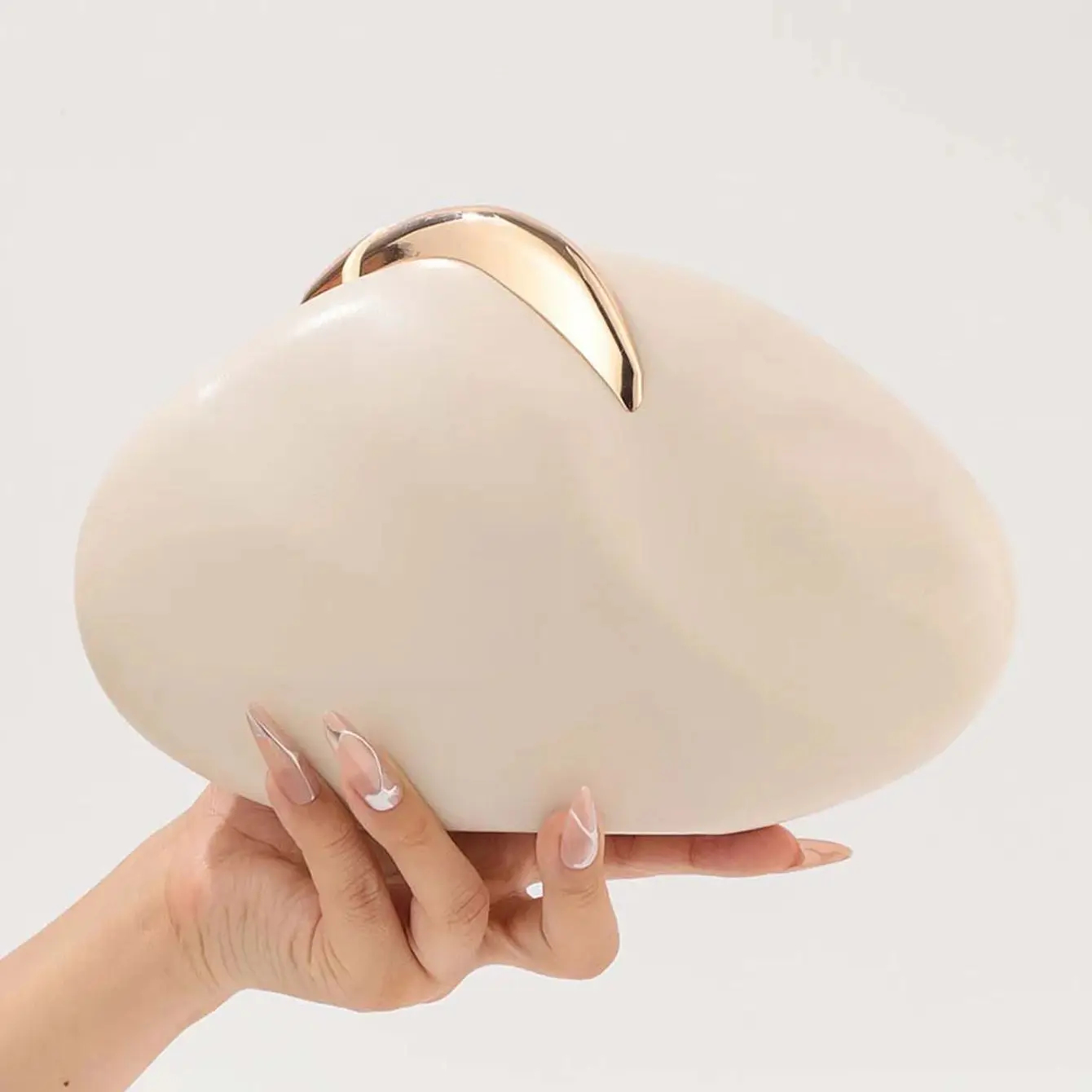 

Ladies' Female Brand Oval Egg Shape PU Leather Clutch Bag Luxury Designer Elegant Box Evening Clutch Party Wedding Banquet Bags