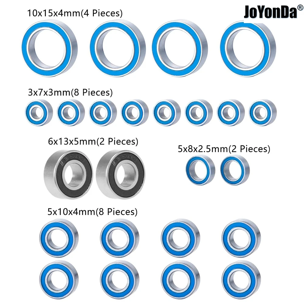 

24pcs Rubber Sealed Ball Bearing Kit - Precision High Speed Bearing for RC 1/10 Team Associated B6.1 Off-Road Buggy